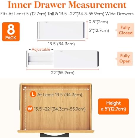 Lifewit 5" Tall Upgrade Drawer Dividers, Adjustable Deep Drawer Organizer - Image 2