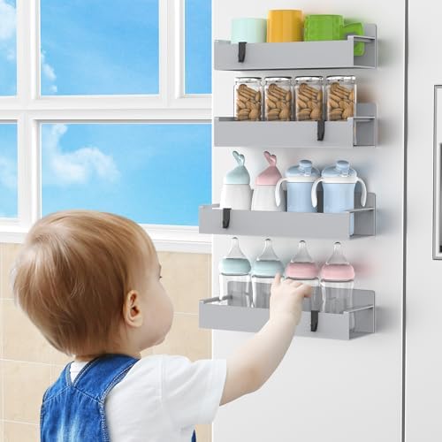 HuggieGems 4 Pack Silver Magnetic Spice Rack Organizer - Image 7