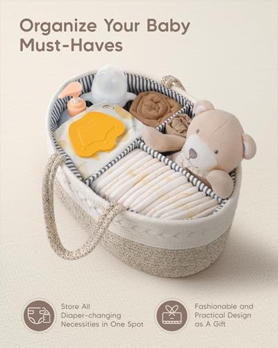 Maliton Diaper Caddy Organizer for Baby, Cotton Rope Baby Gift Basket, Portable - Image 4