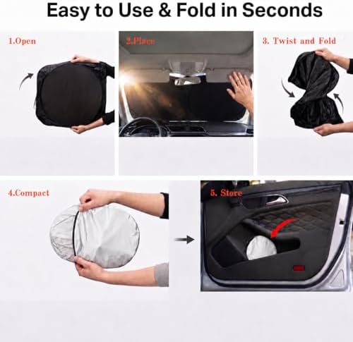 Car Windshield Sun Shade, Universal Fit Compact Sedan SUV, Sport Silver - Image 6