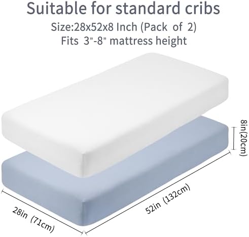 GUNTAIL Crib Sheets for Boys Girls, 100% Cotton Fitted Crib Sheet 2 Pack for - Image 4