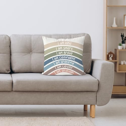 QIYUHOY Reseda Boho Rainbow Classroom Throw Pillow Covers, 18x18 Inch - Image 4
