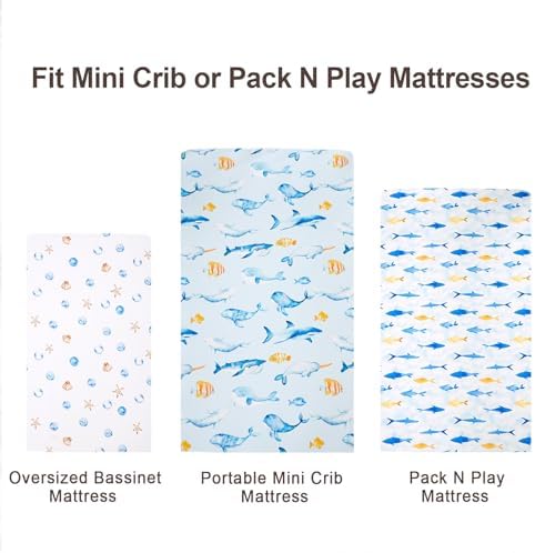 david's kids 3 Pack Mini Crib Sheets, Soft Breathable Premium Pack N Play Sheets - Image 7