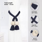 4 Pack Magnetic Curtain Tiebacks Cotton Hand Woven Tie Back Decorative Rope - Image 3