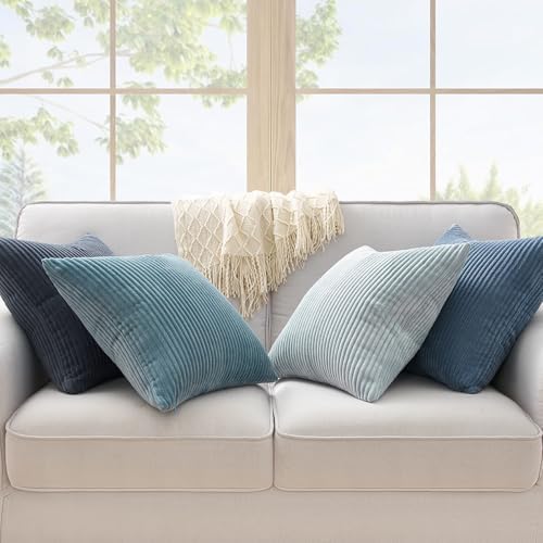 Topfinel BlueGray Decorative Throw Pillow Covers 16x16 Inch Set of 4, Soft - Image 2