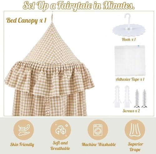 SmoothNovelty Gingham Plaid Bed Canopy - Image 3