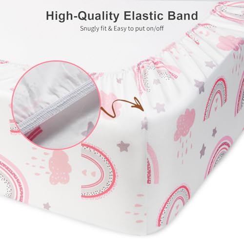 Pack N Play Sheets Fitted, Mini Crib Sheets, Breathable Soft Unisex Playard - Image 5
