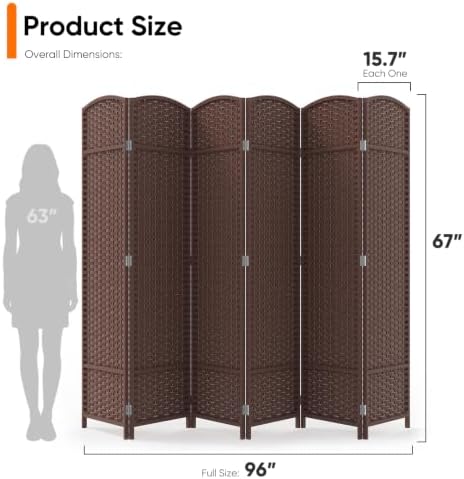 JOSTYLE Outdoor Privacy Screen 6-Panel Folding Room Divider Space Partition - Image 2