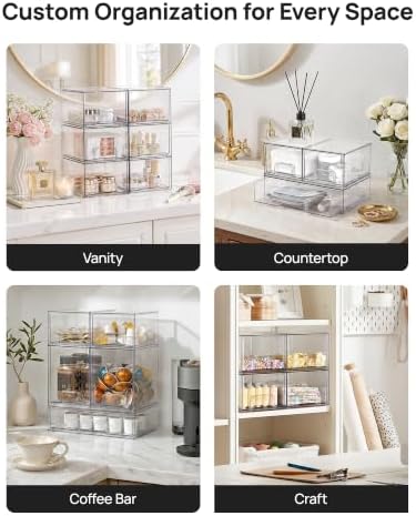 Vtopmart Clear Stackable Storage Drawers Set of 9, Plastic Organizer Bins - Image 6