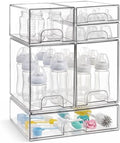 Baby Bottle Organizer, 6-Piece Clear Acrylic Stackable Storage Drawers by Luollabytel