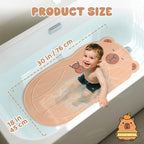 Baby Bath Mat for Kids Toddler 30"x18" Non Slip Bathtub Mat Brown - Image 2