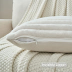 FUTEI Pack of 2 Faux Fur Throw Pillow Covers 20x20 Inch, Cream White - Image 3