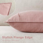 Foindtower Linen Solid Decorative Throw Pillow Covers 26x26 Inch Rose Pink - Image 3