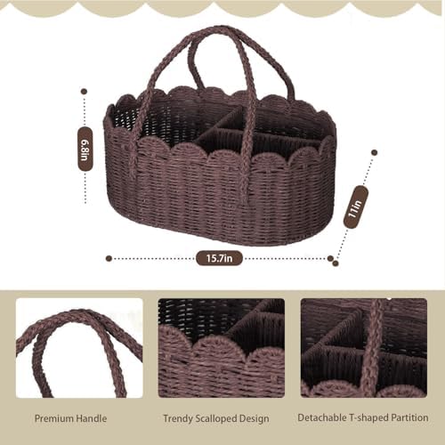 Diaper Caddy Organizer, Paper Rope Storage Baskets Nursery Bin - Image 3