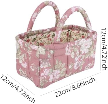 Small Storage Basket Organizer, Mini Fabric Floral Storage Baskets - Image 6