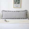 Grey White Gingham Ruffle Body Pillow Cover 20"x54" by KMASANIJI