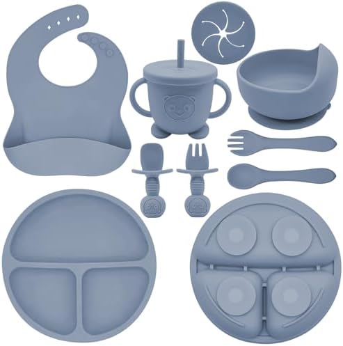 Silicone Baby Feeding Set | Baby Led Weaning Supplies Includes Suction Bowls by Munlinder