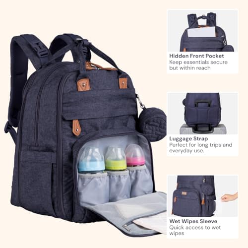 BabbleRoo Extra Large Diaper Bag Backpack, Expandable Baby Bag - Image 5