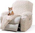 vctops 4 Pieces Recliner Chair Covers, Geometric Jacquard Plush Recliner by vctops