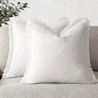 Foindtower Decorative Linen Fringe Throw Pillow Covers 18×18 Inch by Foindtower