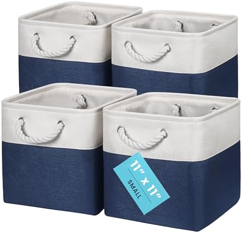 OrganiHaus 11x11 Cube Storage Bins, Rope Handles by OrganiHaus