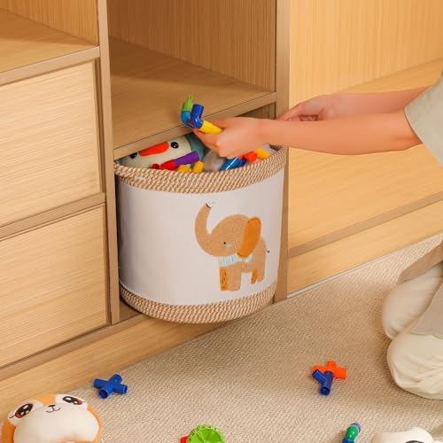 Baby Toy Basket Blanket Baskets Laundry Hamper Cute Elephant Nursery - Image 4