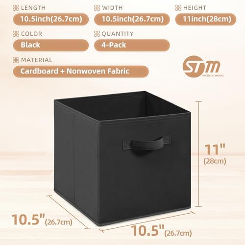 STORAGE MANIAC Storage Cubes, 11 Inch 4 Pack Collapsible Fabric Shelf Bins - Image 2