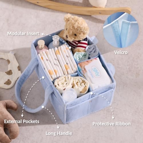 luxury little Soft Baby Diaper Caddy Organizer, Nursery Storage Basket - Image 3