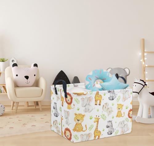 Rectangular Woodland Animal Basket Kids Baby Storage Basket Storage Bin - Image 3