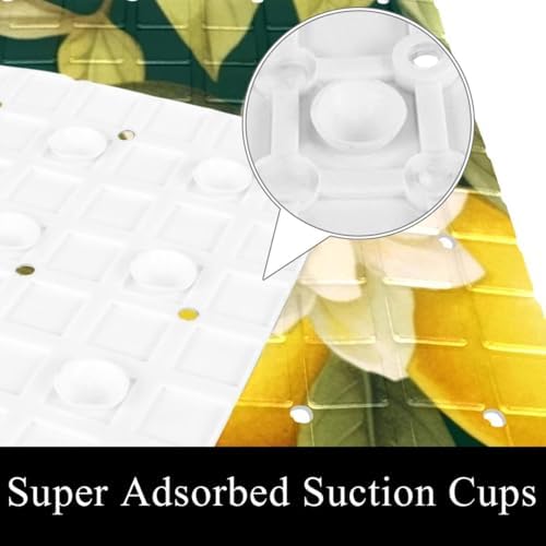 Bathtub Mat Non Slip 26.8x15.1In, Lemon Flower Bath Mat - Image 3