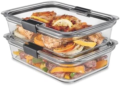 Rubbermaid Brilliance Glass Food Storage Containers, 8 Cup, Leak-Proof by Rubbermaid