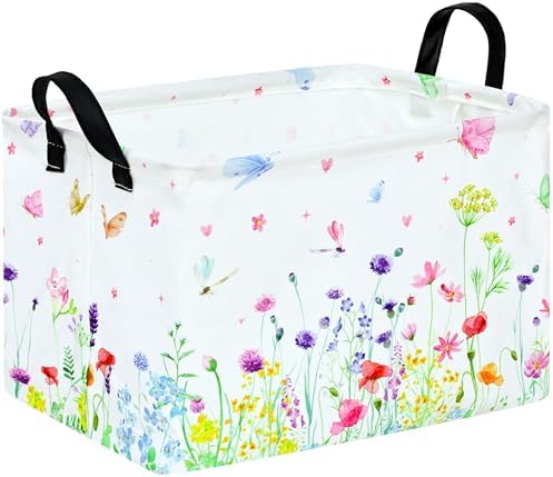 Spring Flower Gift Storage Basket Rectangle Storage Organizer by KUNRO