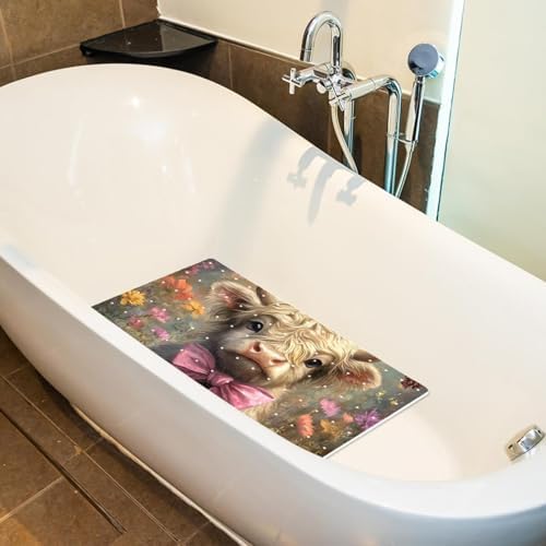 Shower Mat Non Slip, Highland Cow Butterfly Anti Slip Bath Mat - Image 5