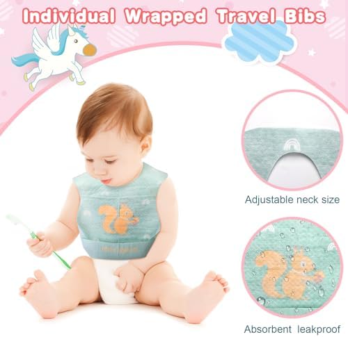 Shinymoon 100 Pcs Disposable Baby Bibs Individually Wrapped - Image 2