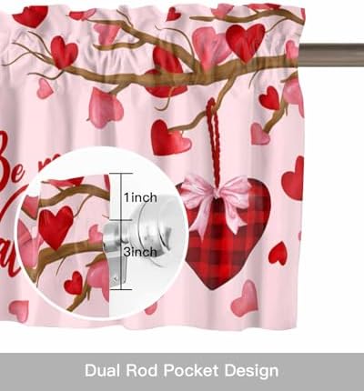 Vandarllin Pink Valentine's Day Kitchen Curtains and Valances Set, Be My - Image 6