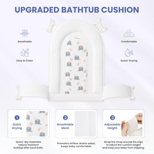 Collapsible Baby Bathtub with Soft Cushion and Thermometer, Newborn to Toddler - Image 5