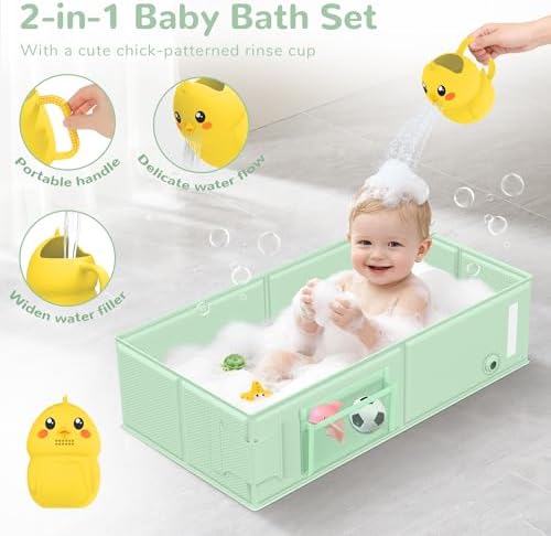 Collapsible Baby Bathtub, Foldable Toddler Bath Tub - Image 4