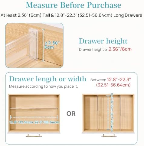 Vtopmart 2.36" Short Upgrade Drawer Dividers 12.8"-22.3" Expandable 4 Pack - Image 2
