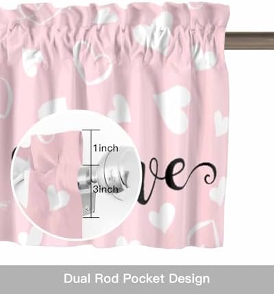 Vandarllin Pink Valentine's Day Kitchen Curtains and Valances Set, Valentines - Image 6
