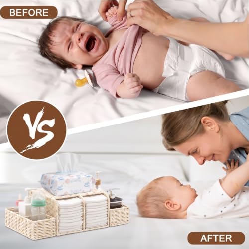 Large Wicker Diaper Caddy Changing Table Organizer - Image 5