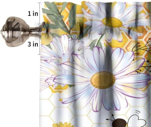 Girls Bee Valance Curtains, Spring Floral Watercolor Flower Honey Plants Window - Image 3