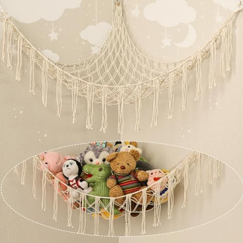 Stuffed Animal Hammock Corner, Hand-knitted Large Plushie Net Toy Hammock by yelienm