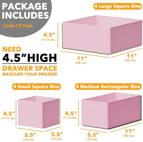 SpaceAid Drawer Organizer Clothes, 12 Pack Dresser Organizer Bins - Image 6