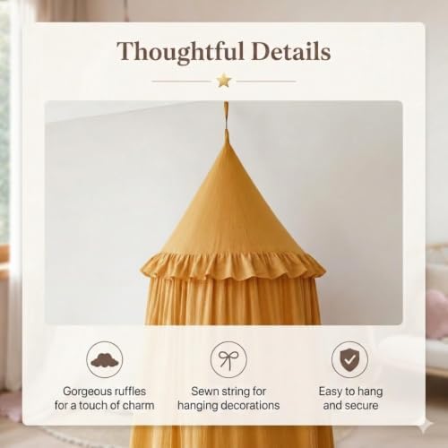 Bed Canopy for Girls, Princess Crib Canopy for Nursery, Dreamy Soft Hanging - Image 3