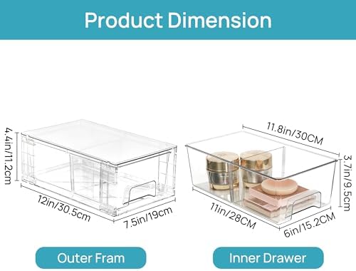 Vtopmart 4 Pack Stackable Clear Drawer - Image 3