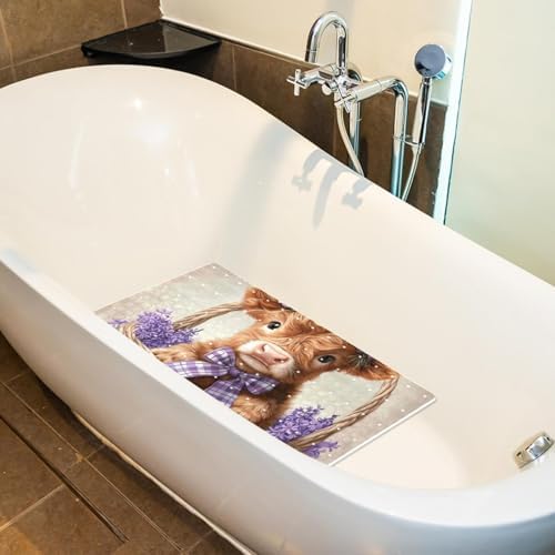 Shower Mat Non Slip, Cute Cow in Basket Anti Slip Bath Mat - Image 5