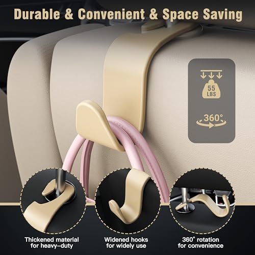 4-Pack Car Headrest Hooks Holds 55lbs Seat Storage Organizer - Image 5