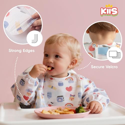 KIIS Disposable Baby Bibs, Waterproof Smock Bibs, Full Coverage - Image 4