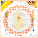 60 Pcs Orange and White Gingham Paper Placemats, Disposable Fall Placemat - Image 3
