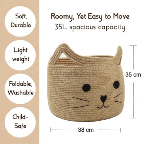 Storage Basket, Large 35L Woven Cotton Rope Baby Bin - Image 5